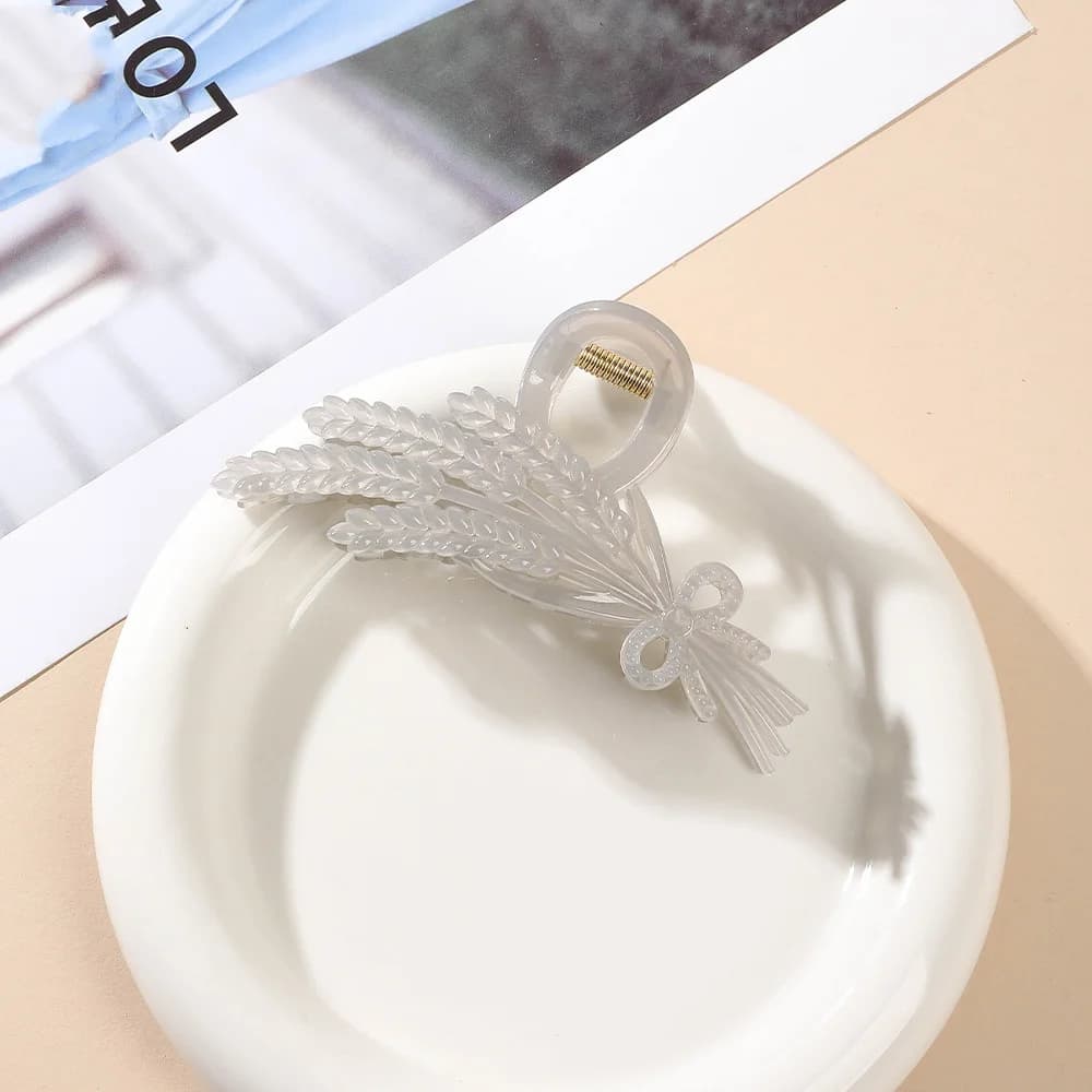 Barrette épi de blé blanche